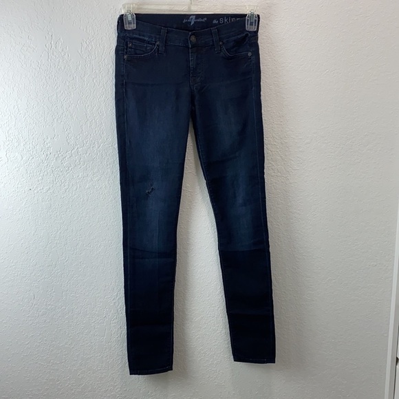7 FAM The Skinny Dark Blue Jeans - Picture 6 of 9